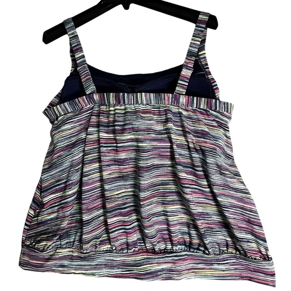 Women's Tankini Swimsuit Top Sz 18W Lands End Molded Bra Multi Color Stripe - Picture 3 of 8